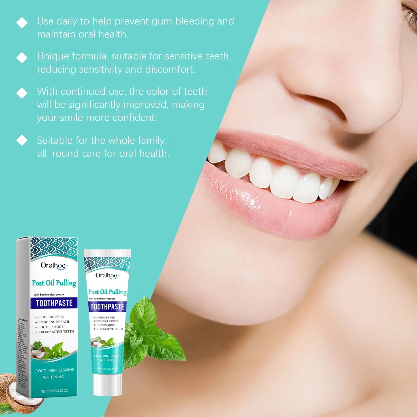 Oralhoe Coconut Oil Whitening Toothpaste | Plaque & Stain Removal