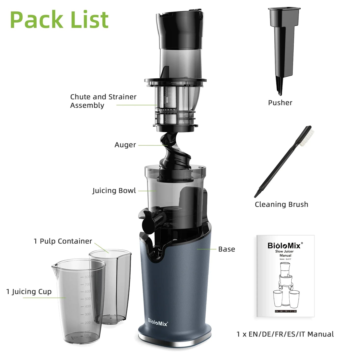 BioloMix Cold Press Juicer – 78mm Feed Chute, 200W DC Motor, BPA-Free Tritan Peaceful Pleasures Health and Wellness