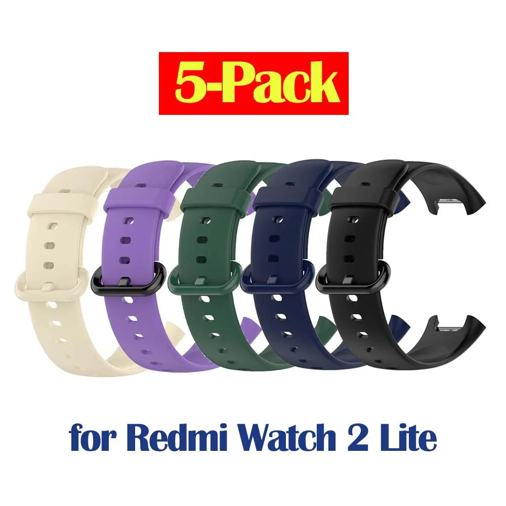 5-Pack Silicone Bands for Redmi Watch 2 Lite & Xiaomi Mi Watch 2 Peaceful Pleasures Health and Wellness 5 Mixed color