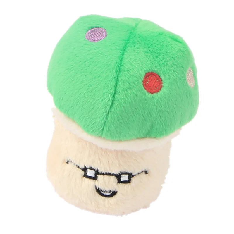 Pet Toys Plush Squeaky Toy Bite-Resistant Clean Dog Chew Puppy Training Toy Soft Banana Bone Vegetable Fruit Pet Supplies DC05 Peaceful Pleasures Health and Wellness Green mushrooms
