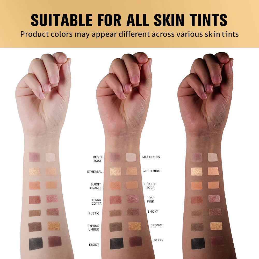 14 Colors Eyeshadow Palettes Glow and Matte Bright Sparkly Tones Contour Brighten Multifunctional Eyeshadow Palettes Makeup Peaceful Pleasures Health and Wellness