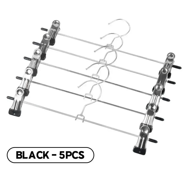 5-Pack Anti-Slip Stainless Steel Clothes Hangers for Pants & Skirts