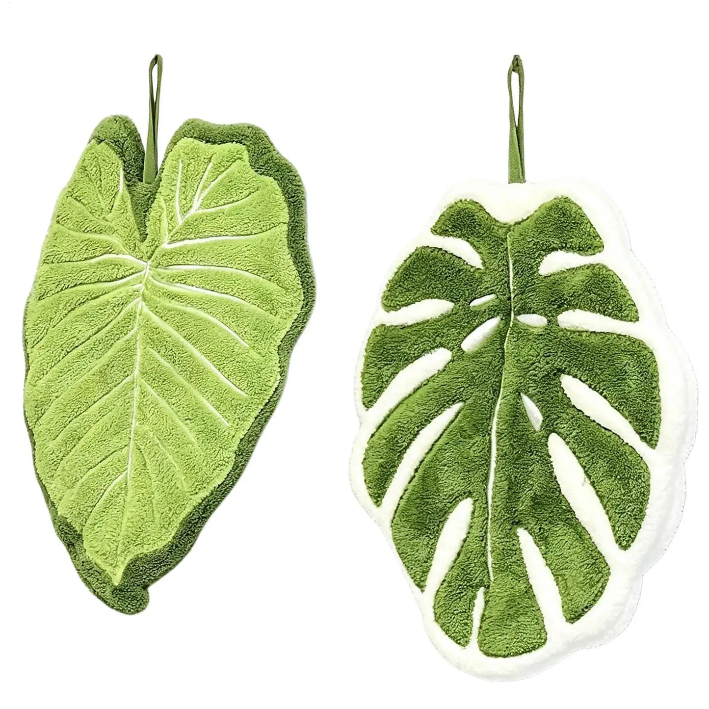 Leaves Hand Towel – Soft Absorbent Coral Fleece Bathroom Towel