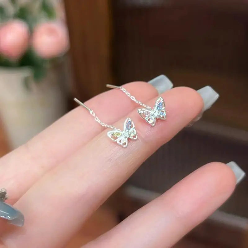 Butterfly Dangle Earrings | Hypoallergenic CZ Drop Earrings