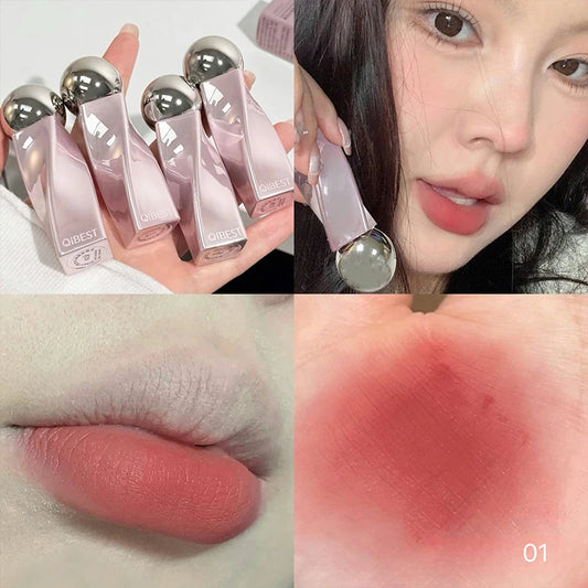 QIBEST 4 Colors Matte Velvet Lip Mud Waterproof Non Stick Cup Liquid Lipstick Long Lasting Lipgloss Korean Cosmetics For Women Peaceful Pleasures Health and Wellness 01