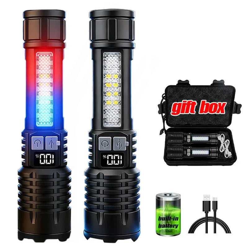 Mikenoon Rechargeable LED Flashlight | COB Side Light, 5 Modes