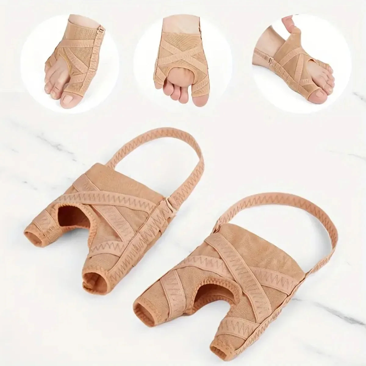 One Pair Mesh Thumb Eversion Big toe Orthosis Set Relieve Foot Pain & Shock Absorption Elastic Force Toe Separator Peaceful Pleasures Health and Wellness VIOLET S