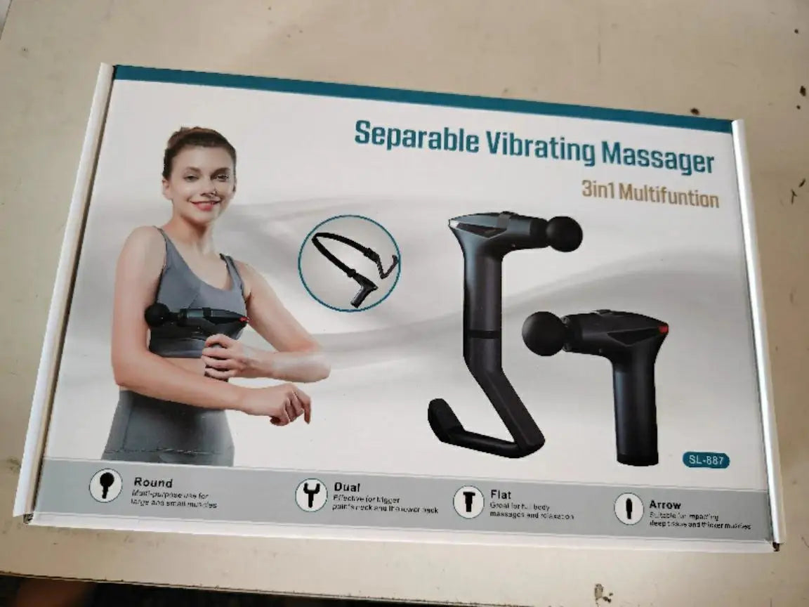 Hot Selling Long-handle Electric Massage Gun: Multifunctional for Muscle Relaxation, Deep Tissue Percussion Relief Peaceful Pleasures Health and Wellness dark grey