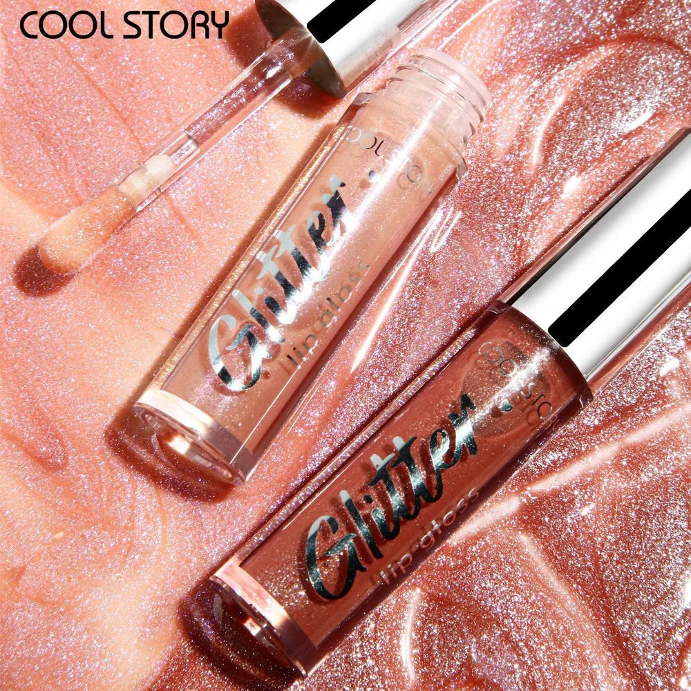8-Color Glitter Lip Gloss | High Shine Pearl Lip Glaze with Sparkle