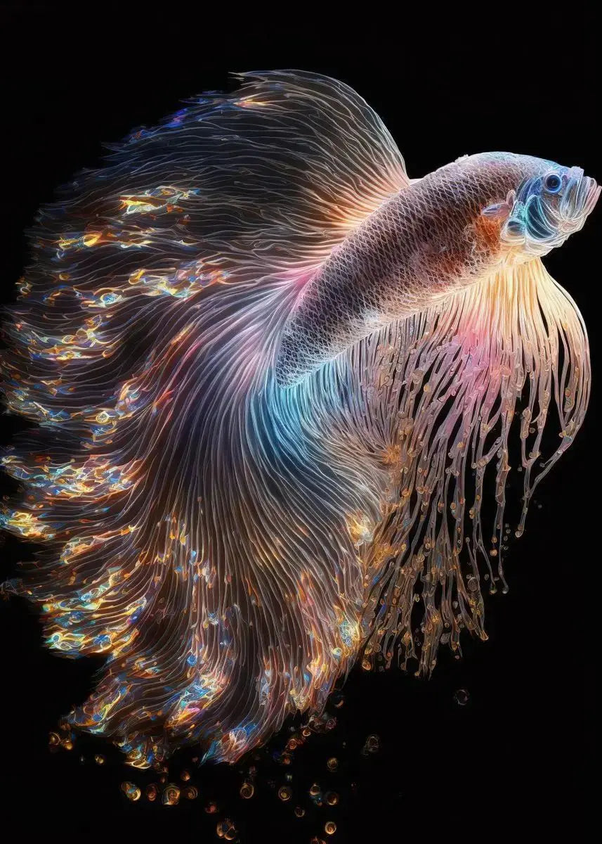 Tropical Fish Canvas Wall Art | Betta Goldfish Rainbow Fish Print