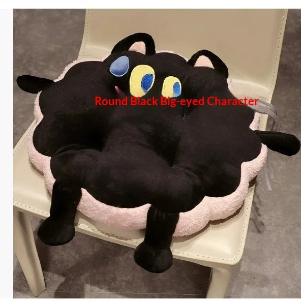 Toast Shaped Seat Cushion Memory Foam Office Chair Pad Orthopedic Comfort Floor Pillow for Home Classroom Tatami Window Seat Peaceful Pleasures Health and Wellness Black Big eyed Round