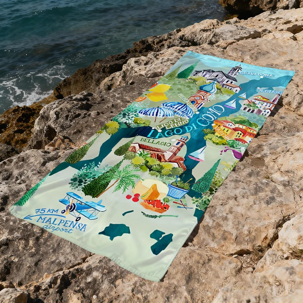 Map of Athens Quick-Dry Beach Towel | Travel, Pool & Gym Quick-Dry Beach Towel Peaceful Pleasures Health and Wellness