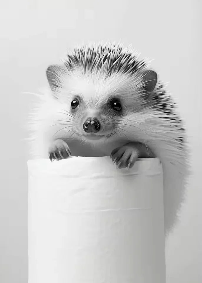 Funny Otter Toilet Paper Canvas Wall Art | Bathroom Poster