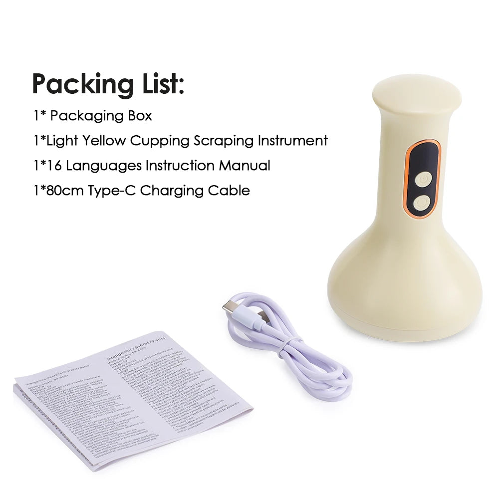 Electric Cupping Device Rechargeable Suction Cup Cellulite Massage Cordless Vacuum Massage Jars with Heat Gua Sha Tool 9 Levels Peaceful Pleasures Health and Wellness as picture show