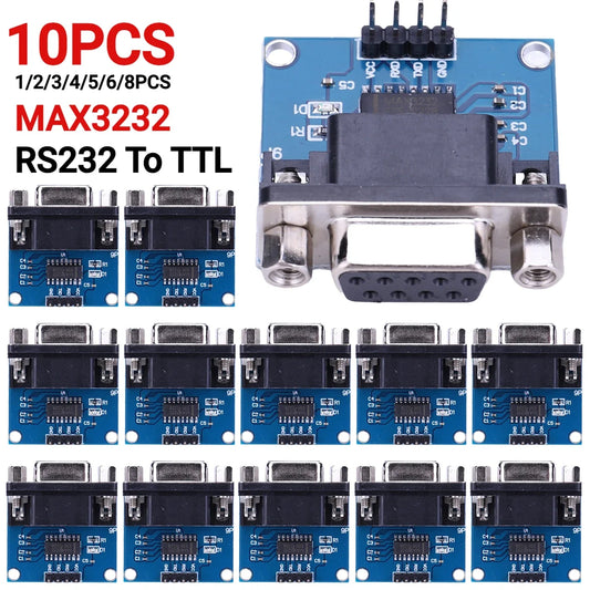 1-10PCS MAX3232 RS232 to TTL Serial Port Converter Module TX RX VCC GND Female DB9 Connector 3.3V-5.5V MAX232 Flashing Board Peaceful Pleasures Health and Wellness