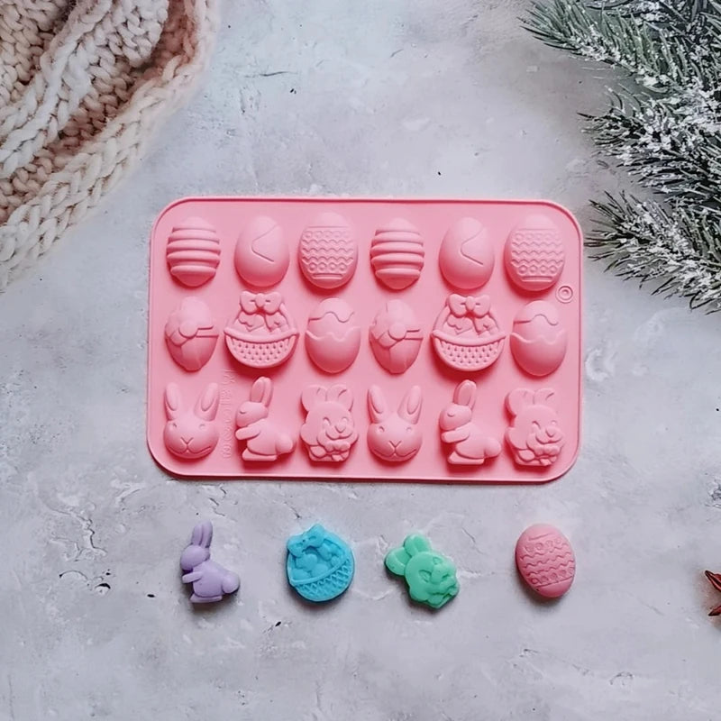 DIY Chocolate Mold Candy Ice Mold Silicone Cake Chocolate Biscuit Baking Mold Rabbit Shaped Festival Decoration Peaceful Pleasures Health and Wellness
