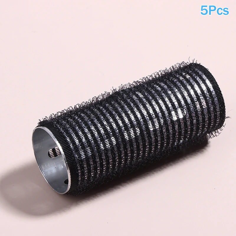 1/5Pcs Bangs Roller Set Hook & Loop Aluminium Silver Core Self Grip Styling Hair Rollers Hot Thermal Volume Curler 30X80mm Peaceful Pleasures Health and Wellness 5Pcs Black
