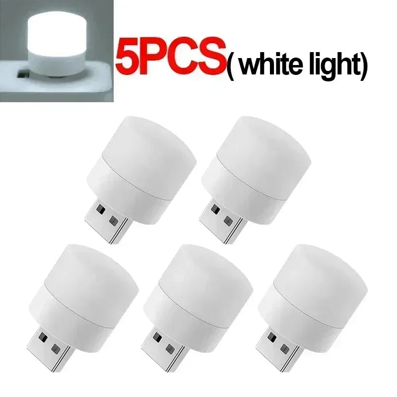 LED Table Lamp Lights Room Plug Usb Light Night Mini Book Reading Decorating Items Warm White Eye Protections Wholesale Bedroom Peaceful Pleasures Health and Wellness 5PCS-White