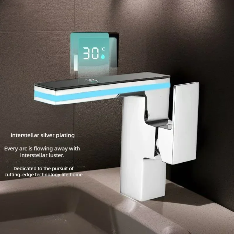 LED Temperature Sensing Basin Faucet | Single Handle Chrome