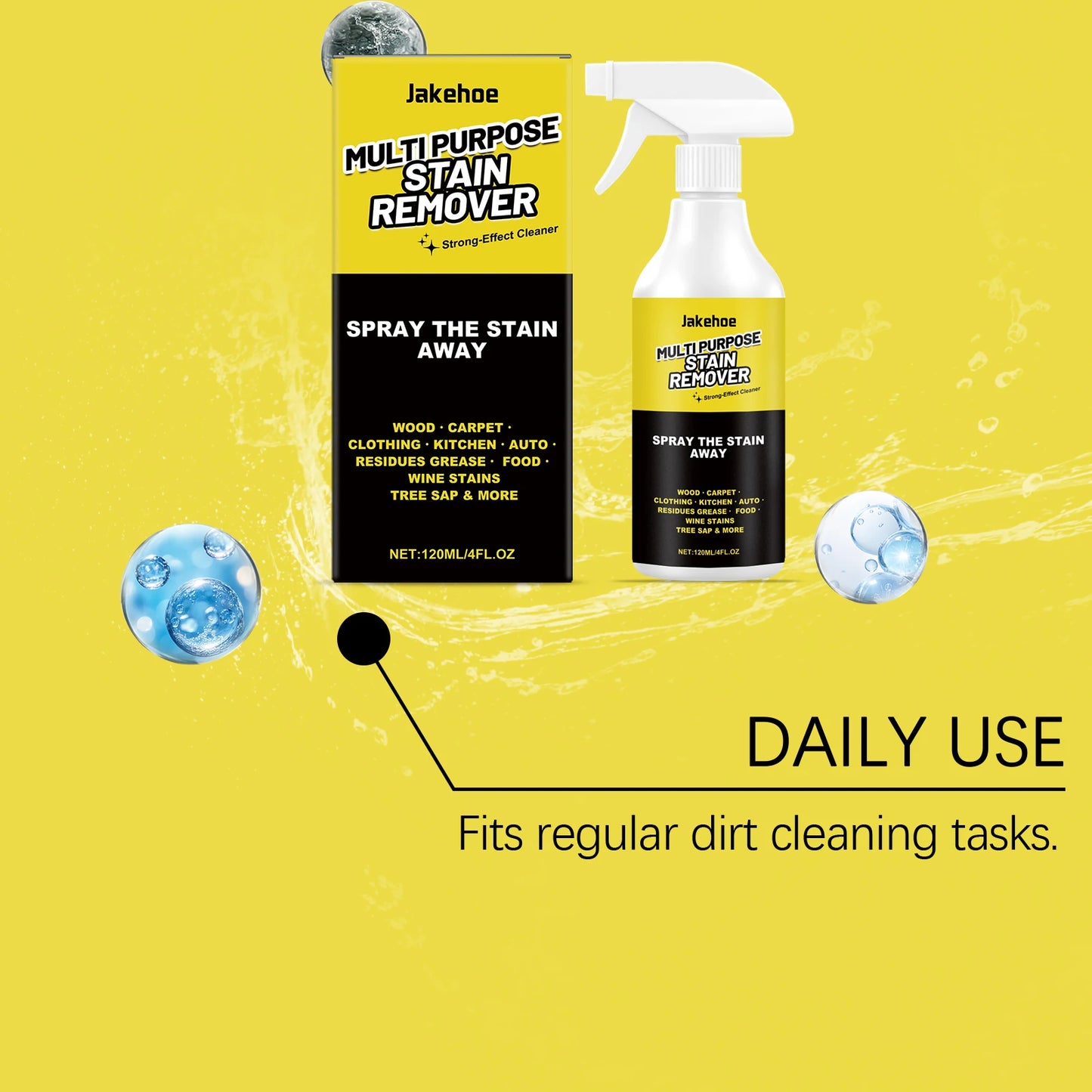 JAKEHOE 120ml Multipurpose Stain Remover Spray | Degreaser