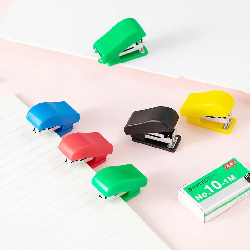Mini Stapler Set for Office And School Manual Paper Book Binding with Random Color Staples Stationery for Binding stapler Peaceful Pleasures Health and Wellness Five different sets