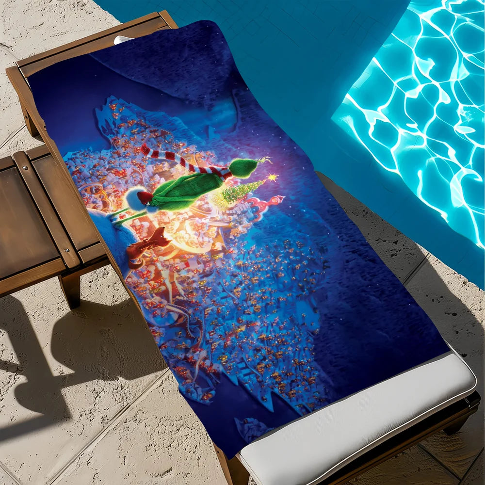 Grinch Quick-Dry Beach Towel | Soft Cartoon Print, Multi-Size Quick-Dry Beach Towel Peaceful Pleasures Health and Wellness z3 STJ150x260CM