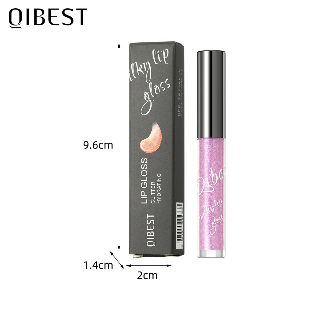 QIBEST New Pearlescent Moisturizing Lip Glaze Flash Liquid Lipstick Waterproof Sweatproof Non Stick Cup Glitter Lipgloss Makeup Peaceful Pleasures Health and Wellness