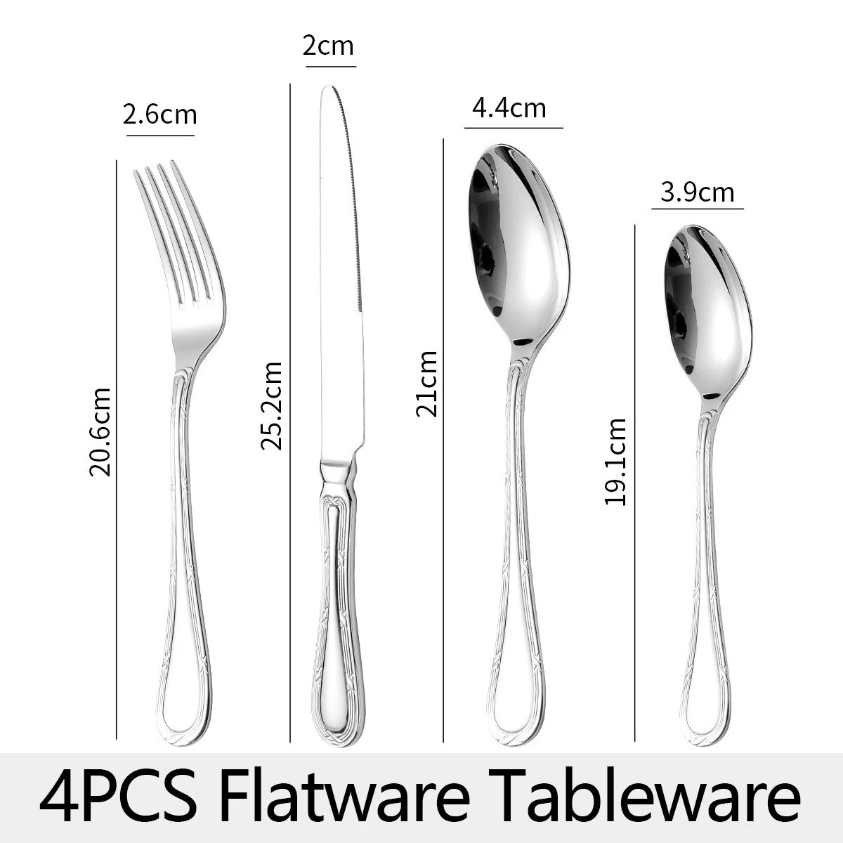 Luxury 18/10 Stainless Steel Flatware Set – Mirror-Polished Heavy Weight Cutlery (4 or 5-Piece)