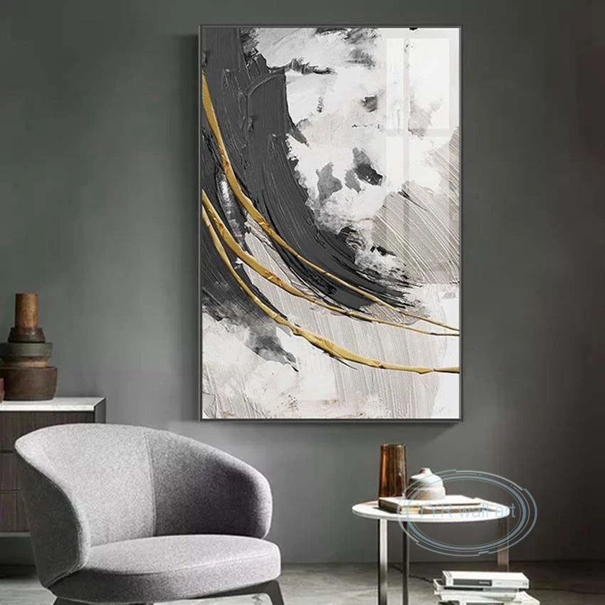 Nordic Modern Abstract Hand-Painted Canvas Wall Art | Acrylic Abstract Canvas Painting Peaceful Pleasures Health and Wellness