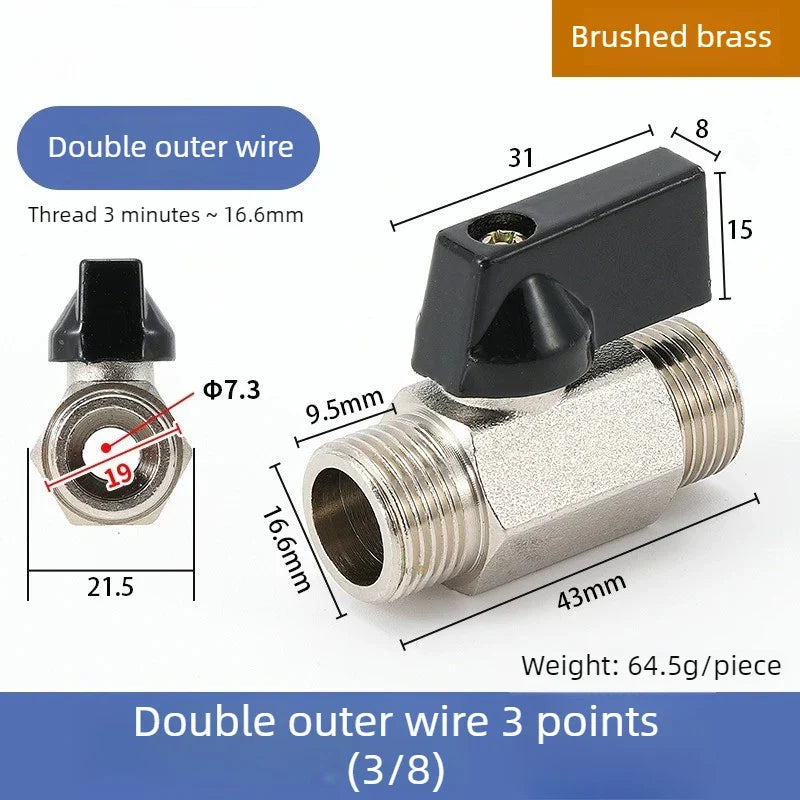Copper Mini Ball Valve PT 1/8 1/4 3/8 1/2 Threaded Water Gas