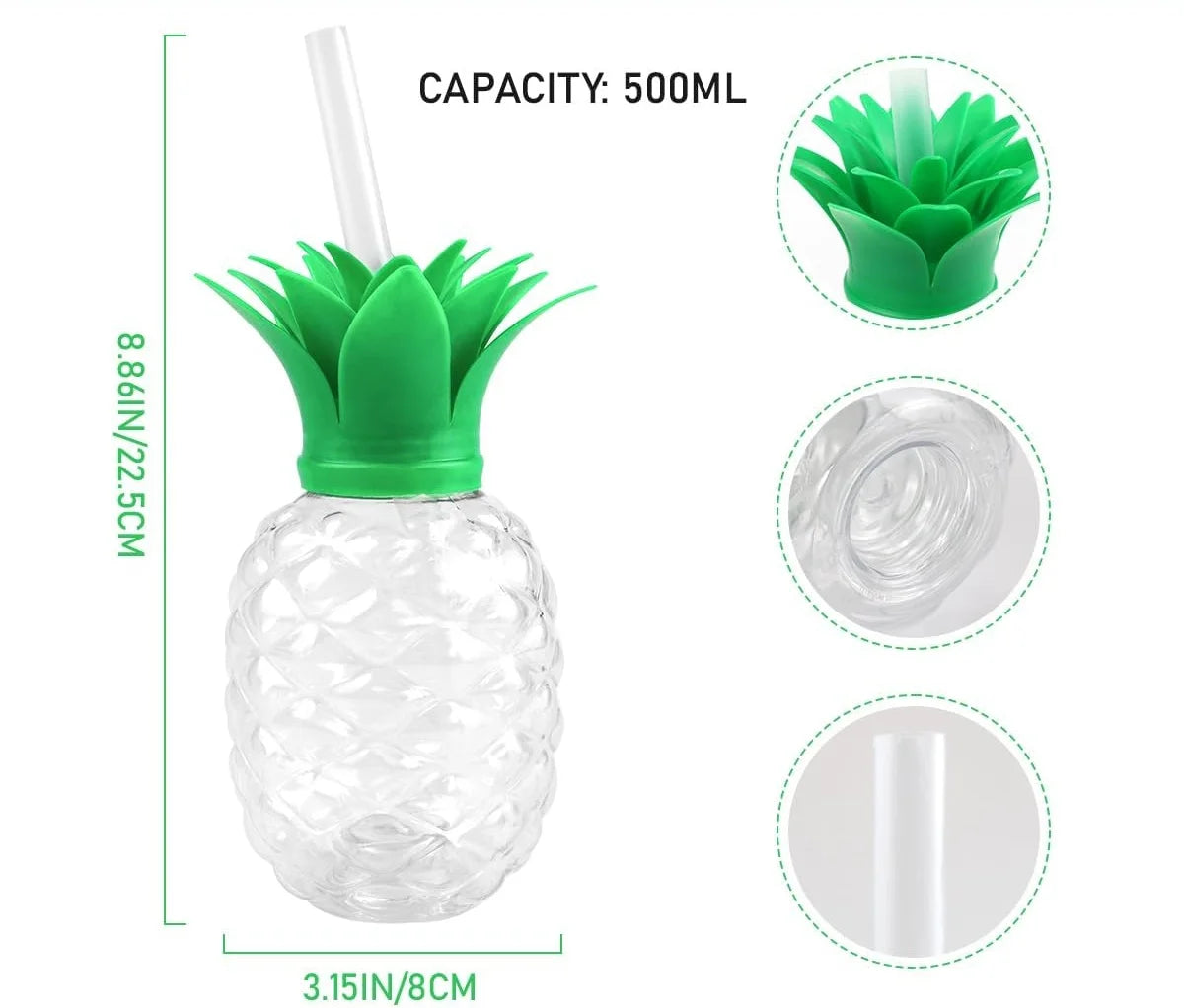 6/15 Free BPA Pineapple Cups with Straw Plastic Cups Tumbler for Hawaiian Party Cups Luau Tiki and Beach Party Carton Package Peaceful Pleasures Health and Wellness 15PCS 1