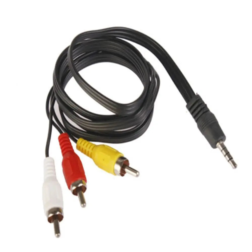 Black RCA Male Plug Adapter Converter Cord 3.5MM Jack To RCA Wire AV Audio Cable Video Cables Peaceful Pleasures Health and Wellness