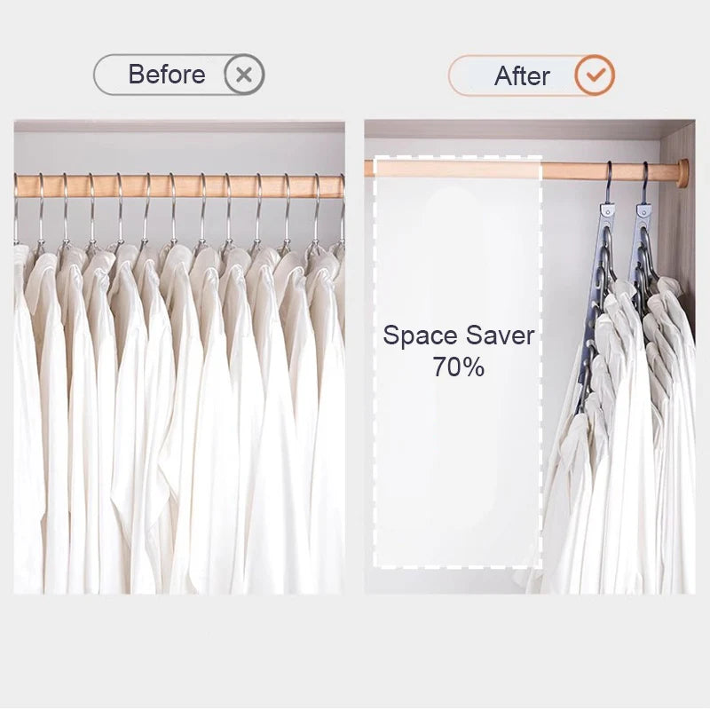 Space Saving Clothes Hangers 6/8 Holes | Collapsible Metal Closet
