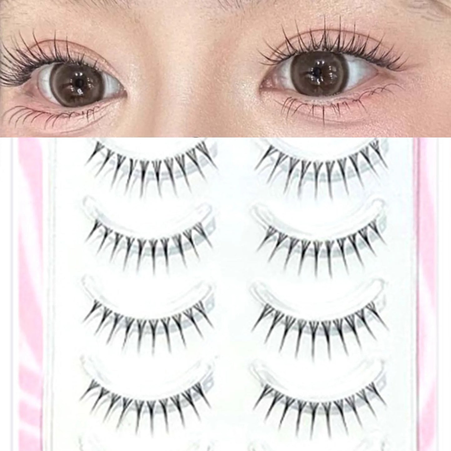 Korean Natural False Eyelashes 8-11mm K-Pop Strip Lashes 5 Pairs