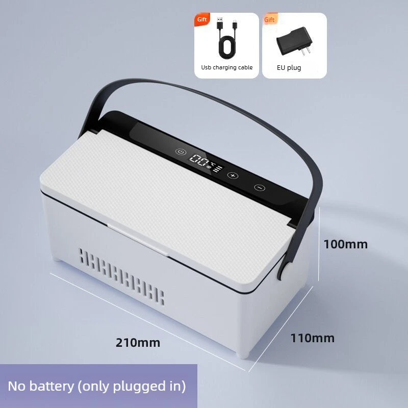 Small Insulin Cold Storage Box Car Home Dual Purpose Constant Temperature Drug Fridge Medicine Box Peaceful Pleasures Health and Wellness White no battery US Plug