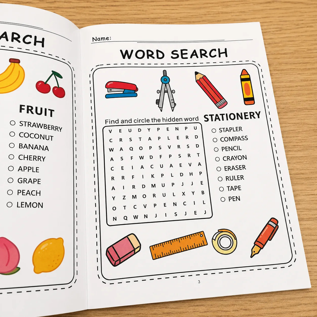 Preschool Word Search Coloring Book 32 Pages 256 Words Puzzles Kids