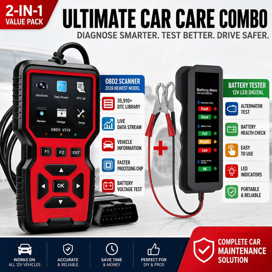 OBD2 Car Diagnostic Scanner & Battery Tester Combo Kit (2-Piece) Peaceful Pleasures Health and Wellness Default Title