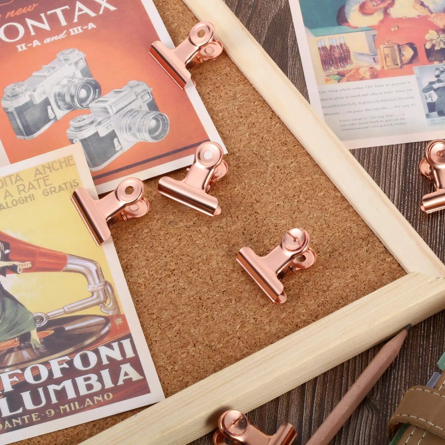 Rose Gold Metal Push Pin Clips Decorative Bulldog Document Binding