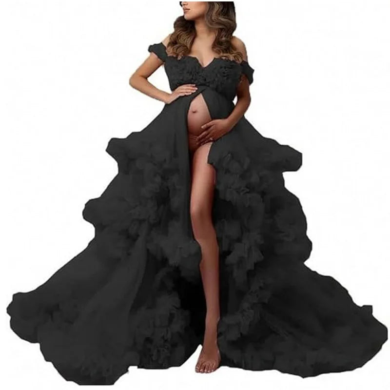 Split Flowy Maternity Photography Dress Photoshoot Baby Shower платье для беременных فساتين حوامل vestidos para embarazadas Peaceful Pleasures Health and Wellness
