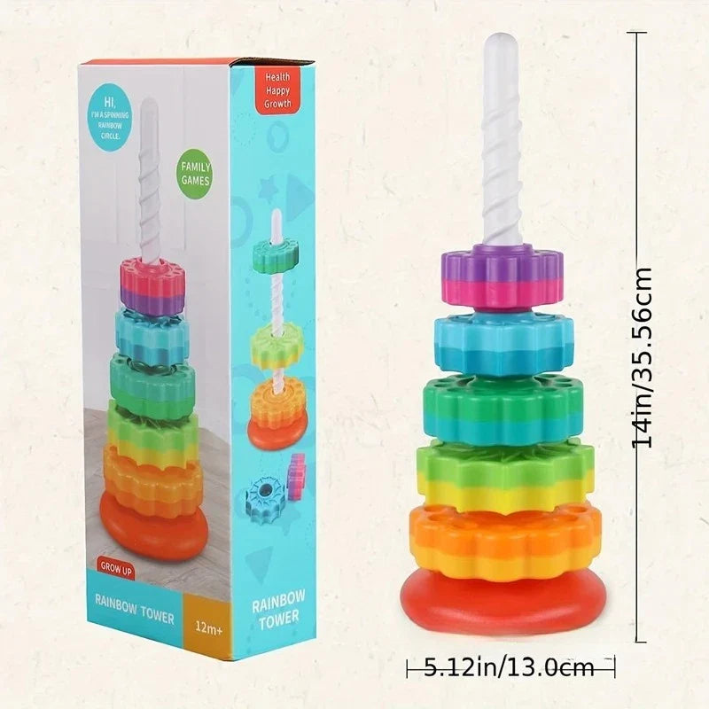 Montessori Rainbow Stacking Tower Toy for Babies & Toddlers