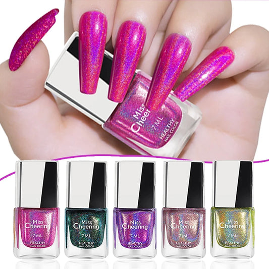Holographic Nail Polish 7ml – Multichrome Rainbow Glitter Lacquer Holographic Nail Polish Peaceful Pleasures Health and Wellness