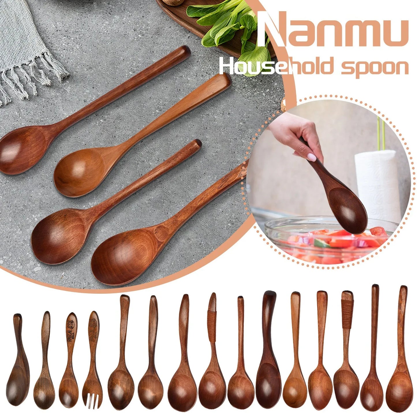 Japanese Wooden Spoon Long Handle | Ramen & Porridge Spoon