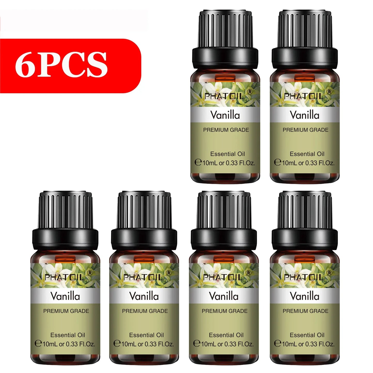 PHATOIL 6-Piece Pure Essential Oil Set – Diffuser & Aromatherapy