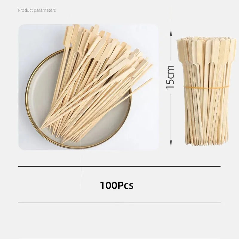 100/200PC Disposable Bamboo Skewer Sticks – BBQ, Fruit & Party