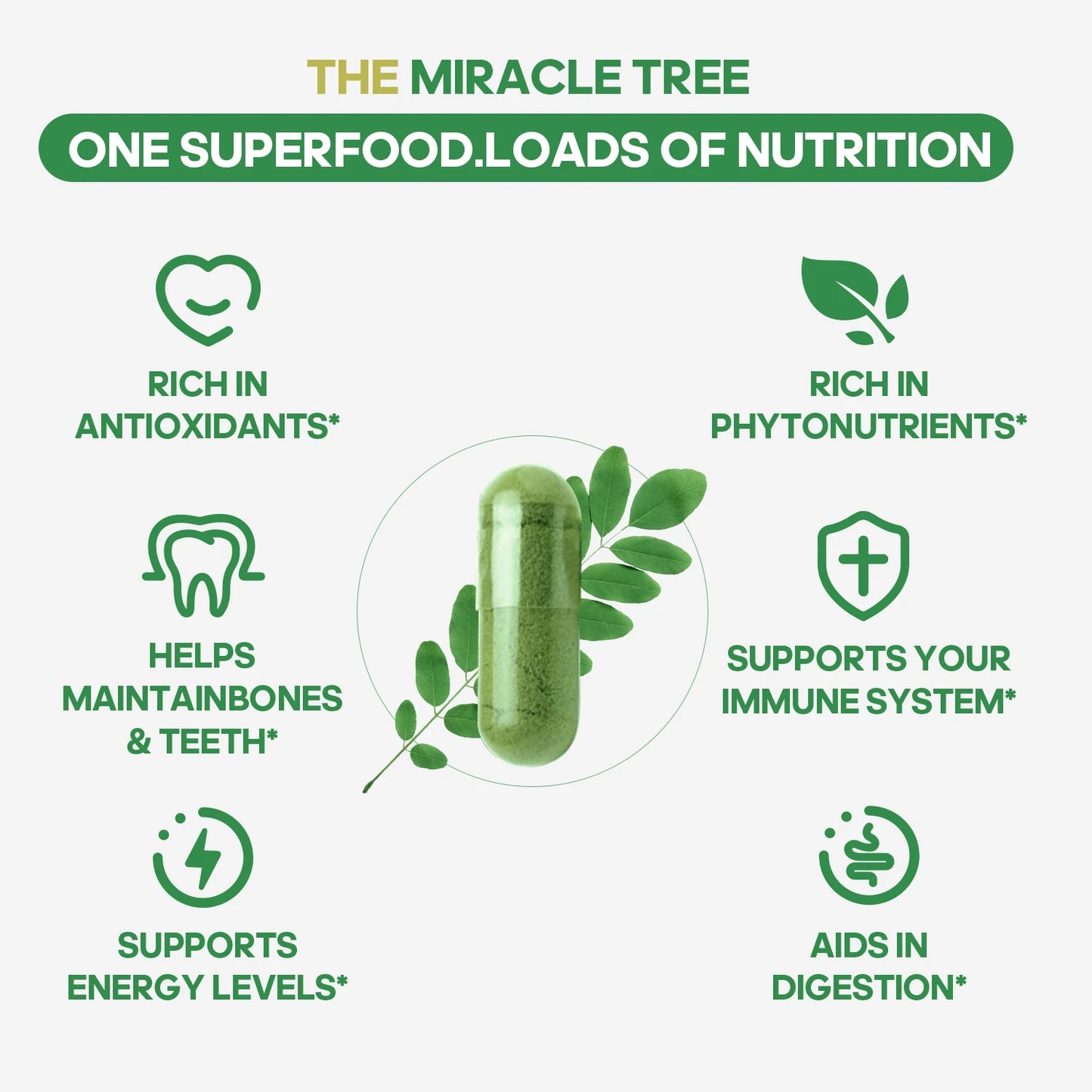 Moringa Powder Capsules 800mg – Pure Antioxidant Superfood | Energy, Immunity & Nutrition Support Peaceful Pleasures Health and Wellness