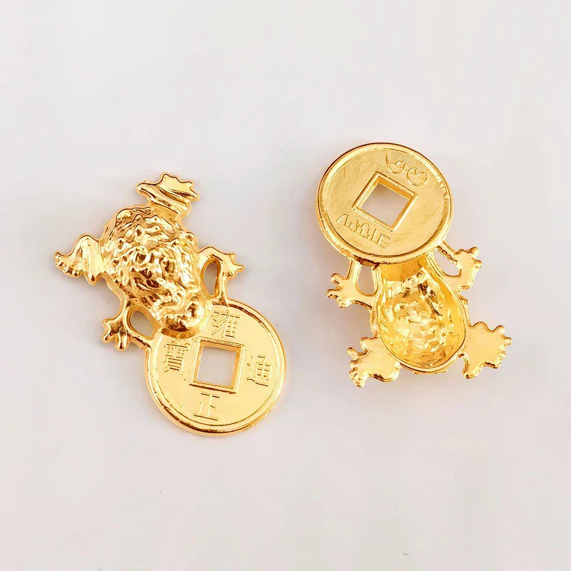 Feng Shui Lucky Golden Frog Alloy Wallet Charm Amulet