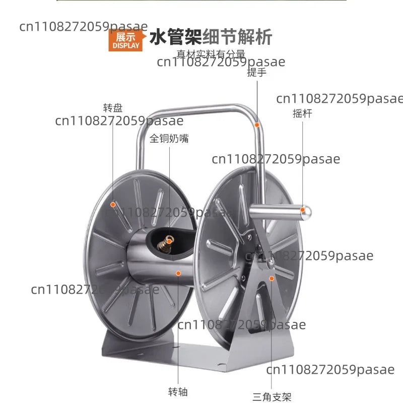 Stainless Steel Garden Hose Storage Rack & Reel Set