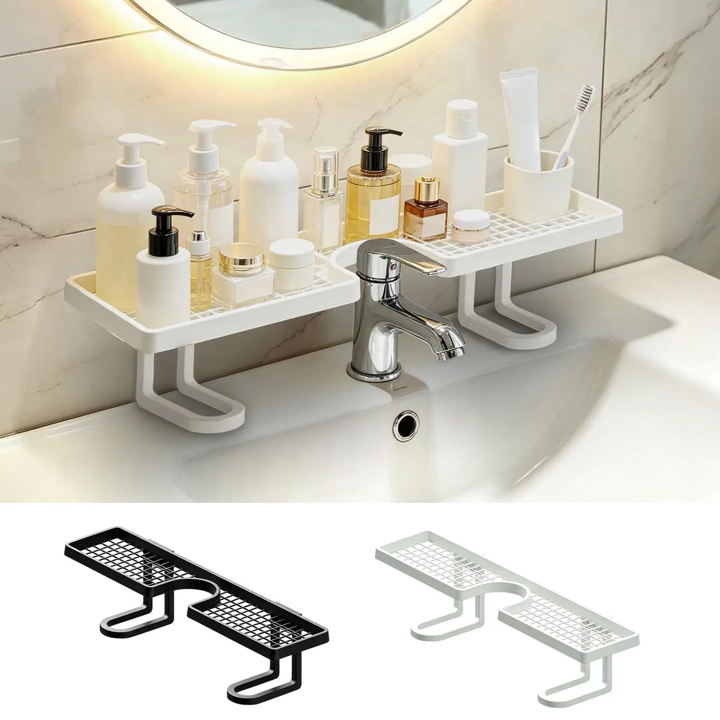 50cm Over-Faucet Sink Shelf | No-Drill Bathroom Organizer