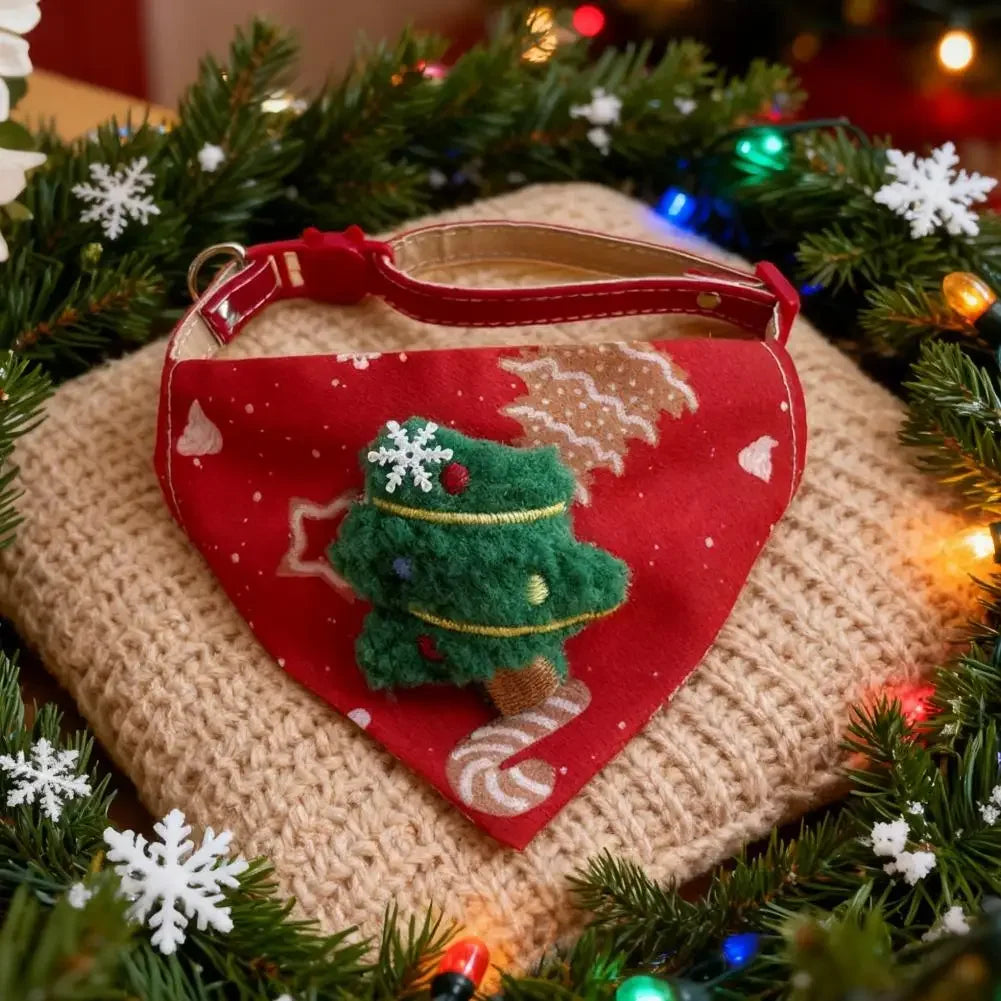 Adjustable Christmas Scarf For Dog Cat Saliva Towel Fashionable Neck Scarf Ring Triangle Bib Neckerchief Pet Supplies Peaceful Pleasures Health and Wellness
