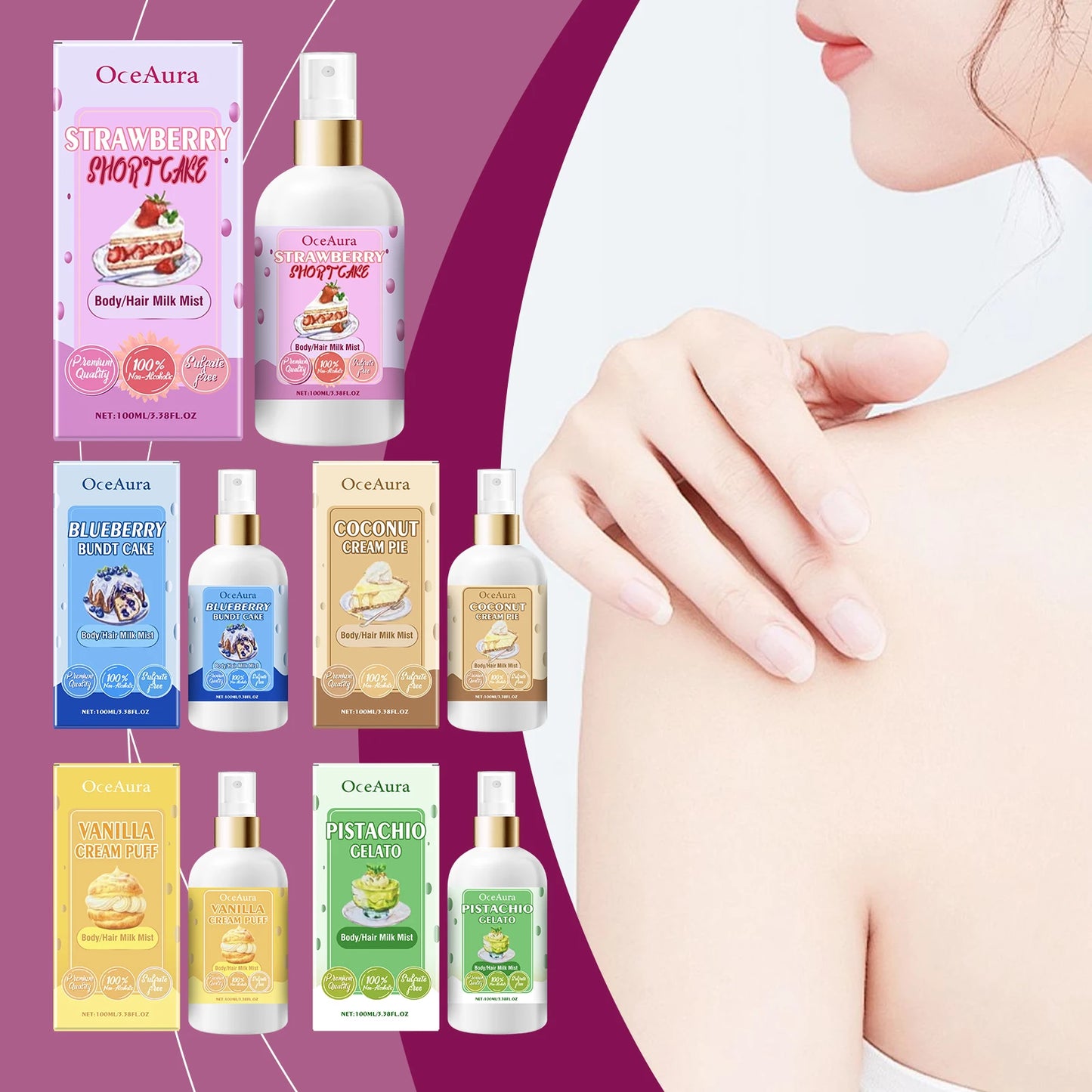 OceAura Strawberry Body Spray Moisturizing Aroma Mist 100ml